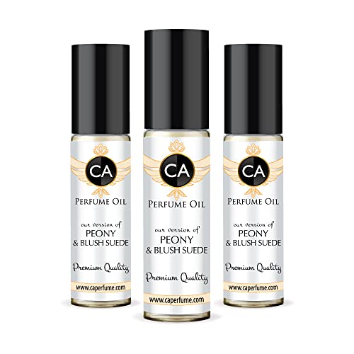CA Perfume Club Impression of J Mlon Peony & Blush Suede For Women Replica Fragrance Body Oil Dupes Alcohol-Free Essential Aromatherapy Sample Travel Size Long Lasting Attar Roll-On 0.3 Fl Oz-X3