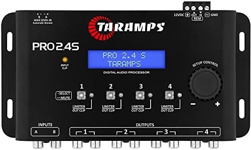Taramps Pro 2.4S DSP Crossover full Digital Signal Processor and Equalizer with sequencer 15-band Graphic Equalization 12 preset EQ 2-Channel in and 4-Channel Out