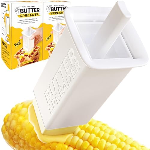 Mess-free Butter Spreader 2Pk Holds Twice the Butter for Corn Cobs, Bread, Waffles, Pancakes. Best Holder for all Butter Stick Sizes. Dishwasher Safe BPA-free Material W/ Cap for Fresh Storage