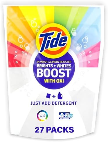 Tide Brights & Whites Odor Rescue, In Wash Odor Eliminator with Oxi, Scent Booster, Removes Odors in a Single Wash, 27 Count (Pack of 1)