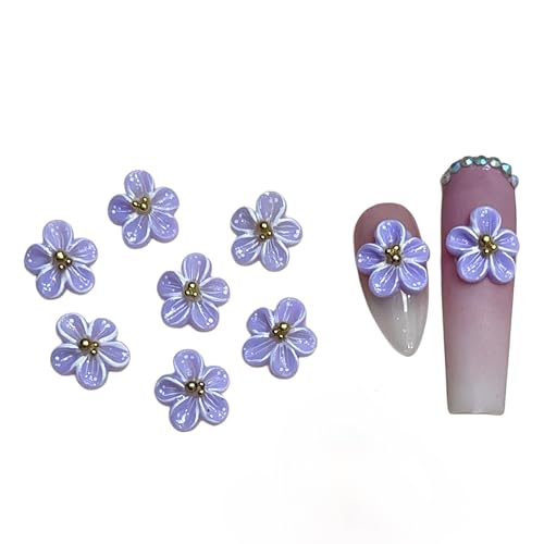 Set 10Pcs Gel 3D Violet Apricot Flowers Nails Charms Handmade by Gel, Design For Medium Nail 3D Flower For Nail Art Floral Salon Decor For Women Girls (Violet Apricot-Medium 10PCs)