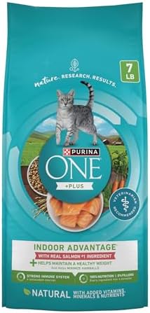 Purina ONE Natural Low Fat, Indoor Dry Weight Control High Protein Cat Food Plus Indoor Advantage with Real Salmon - 7 lb. Bag