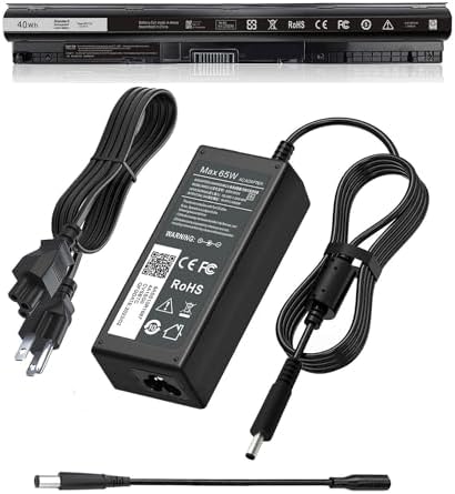 40WH M5Y1K 14.8V Battery for Dell Inspiron 14 15 17 5000 3000 Series and dell laptop charger round tip