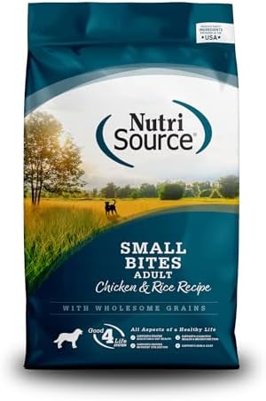 NutriSource Adult Dry Dog Food, Small Bites, Chicken and Rice, 12LB