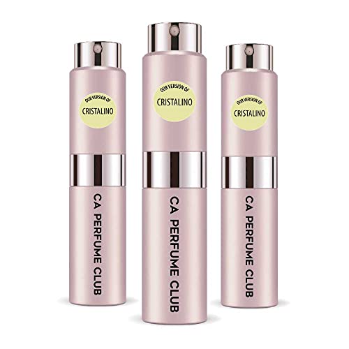 CA Perfume Impression of Cristalino For Women Fragrance Eau de Parfum Spray Refillable Bottle 0.27 Fl Oz-X3