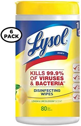 Lysol Disinfecting Wipes, Lemon and Lime Blossom, 80 Count (Pack of 6)