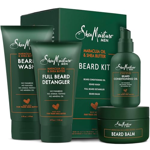 SheaMoisture Beard-Care Kit for Men, Includes Wash, Balm, Oil, Conditioner, Natural Shea Butter & Maracuja Oil, Great Gift