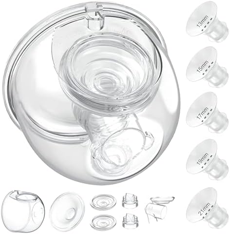 Wearable Breast Pump Milk Collector Cup Accessories,Compatible with 24mm TSRETE/kmaier/eulumap/Momcozy S9/S12 Wearable Breast Pump,Upgrade Duckbill Valve with Free Rotation,Extra 5pcs Flange Inserts