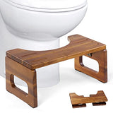 BLUEWEST Foldable Toilet Stool, Acacia Wood Poop Stool for Potty Training, 7 Inch Collapsible Bathroom Stool, Folding Stool for Adults with Non-Slip