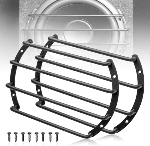 NuIth 8 Inch Metal Subwoofer Grill, 4 bar Audio Speaker Grill Cover Protector, 8 Inch Black Car Bar Grille Sub Grill Cover, 8 Inch 4 Bar 2PCS