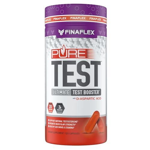 FINAFLEX Pure Test - 120 Capsules - Ultimate Test Booster - Promotes Muscular Strength, Energy, Endurance & Healthy Libido - with D-Aspartic Acid - 20 Servings