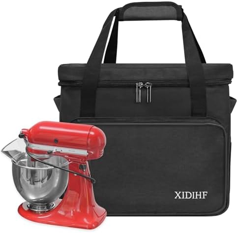 KitchenAid Mixer Carry Bag - Compatible with 6-8 Quart Mixers, Storage with Pockets (Black)