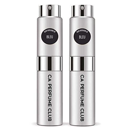 CA Perfume Impression of Bleu For Men Fragrance Spray Refillable Bottle 0.27 Fl Oz-X2