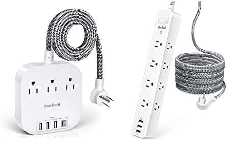 Power Strip Surge Protector - 8 Widely AC Outlets 3 USB, 6 ft Extension Cord, Flat Plug, Desktop Charging Station with Overload Protection, Wall Mount for Home, Office, Travel, Computer ETL Listed