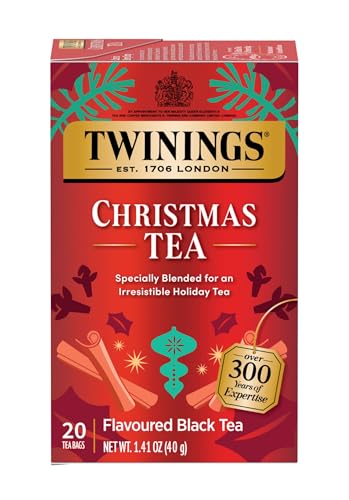 Twinings Christmas Black Tea Individually Wrapped Bags, 20 Count (Pack of 6), Aromatic Cinnamon & Clove, Caffeinated, Enjoy Hot or Iced