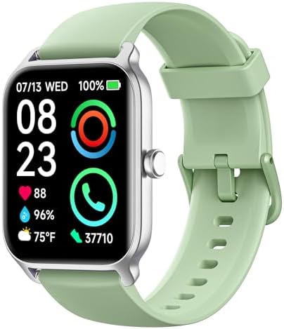 Fitpolo Smart Watch for Men Women Android, Alexa Built-in [1.8" HD Screen] IP68 Waterproof Fitness Watch Bluetooth Call for Android & iPhone with Heart Rate/Sleep/SpO2 Monitor - Green