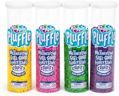 Educational Insights Playfoam Pluffle for Sensory Bins 4-Pack - Green, Pink, Yellow & Purple Sensory Bin Filler for Sensory Table, Great for Sensory Play