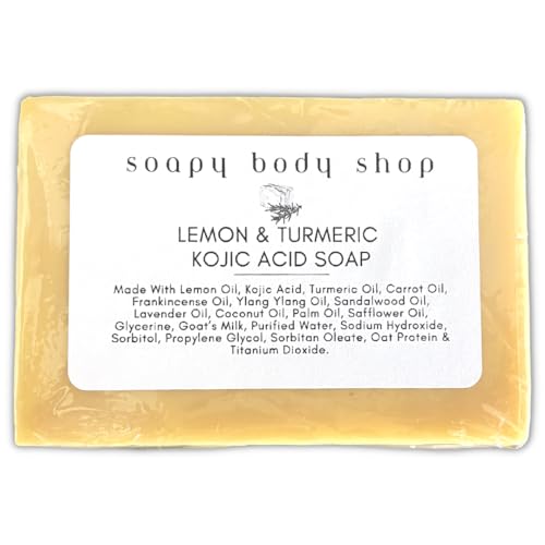Lemon Turmeric Kojic Acid Soap Bar Dark Spots, Hyperpigmentation Soap, Dark Spot Remover Bar Soap, Even Out Skin Tone, Kojic Soap For Hyperpigmentation, Brightening Soap for Dark Spots (1 Pack)
