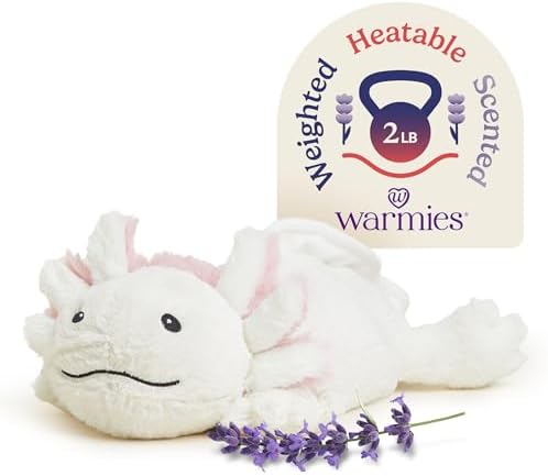 Warmies Microwavable & Weighted Stuffed Animals, Axolotl - Heated Stuffed Animal Plushie for Warmth & Comfort - Cute Soft Plush Toys for Adults & Children (Boys, Girls, Babies & Toddlers)