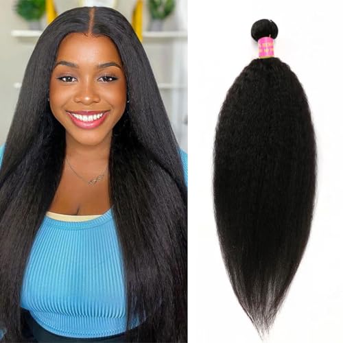 Yaki Straight Kinky Straight Single Bundle Human Hair 18 Inch 12A 100% Unprocessed Natural Black