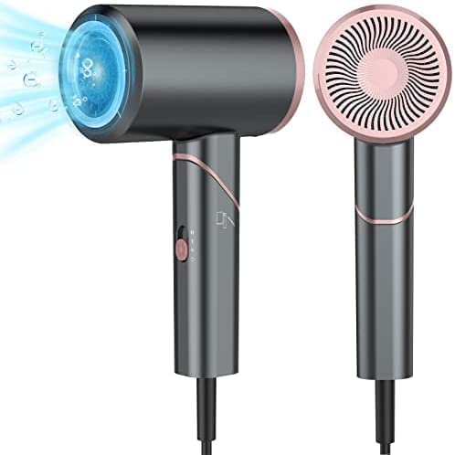 LOVEPS Hair Dryer Without Diffuser, 1800W Ionic Travel Blow Dryer, Foldable Handle, Constant Temperature Without Hair Damage, Rose Pink