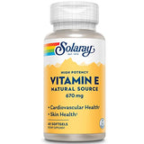 SOLARAY Vitamin E 1000 IU Softgel Capsules, 670 mg - d Alpha Tocopherol Vitamin E Supplements - Skin Health, Heart Function and Antioxidant Support - 60-Day Guarantee - 60 Servings, 60 Softgels