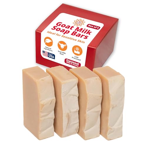 Goat Milk Stuff Goat Milk Soap - OATMEAL MILK & HONEY | All-Natural, Creamy Lather, and Nourishing Soap Bar - Handmade (Box of 4)