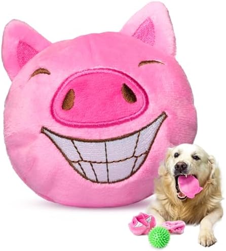 Dog Toys for Aggressive Chewers (3in1) - Squeaky and Interactive - for Medium Dogs, Large & Small Breeds - Puppy Teething Chew Toy - Juguetes Perros - Pink