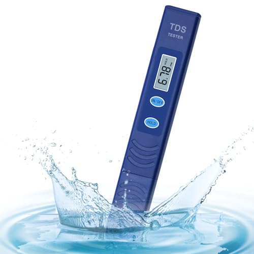 TDS Water Tester, 3 in 1 Drinking Water Tester, 0-9990 PPM Meter Water Quality Tester, Portable Water Tester for Drinking Water, TDS Meter Digital Water Tester, 1 Pack, Deep Blue