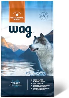 Amazon Brand - Wag Dry Dog Food Grain-Free Turkey & Lentil Recipe, High Protein (24 lb bag)