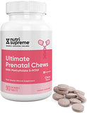 Nutri Supreme Prenatal Vitamin, Chewable Prenatal Vitamins for Women with Highly Absorbable Methyl Folate, Complete Prenatal Multivitamin with Iron, Kosher, Cherry Flavor, 90 Count