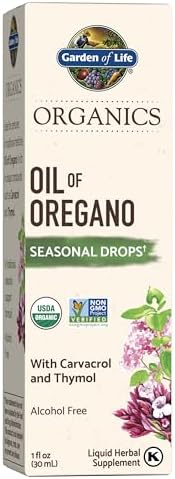 Garden of Life Organics Oil of Oregano Seasonal Drops 1fl oz (30 mL) Liquid, Concentrated Plant Based Immune Support - Alcohol-Free, Organic, Non-GMO, Vegan & Gluten Free Herbal Supplements