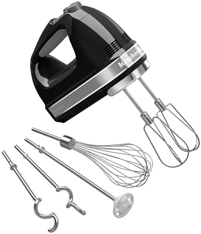 KitchenAid 9-Speed Digital Hand Mixer with Turbo Beater II Accessories and Pro Whisk - Onyx Black