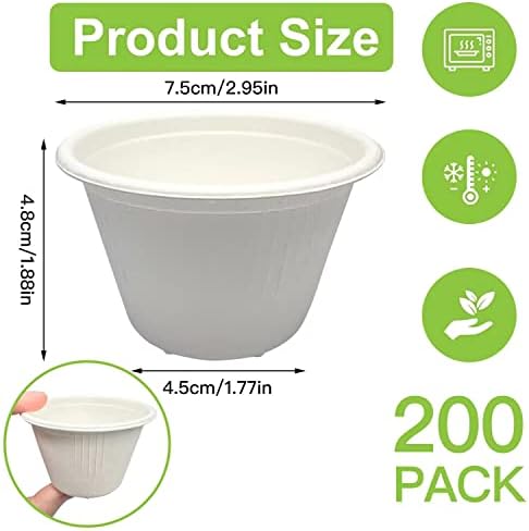 Goiio 400 Pack 4 OZ Disposable Bagasse Fiber Souffle Cups, Compostable Portion Cups, For Dips, Jams, Honey, Sauces, Nuts