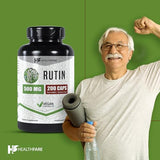 Healthfare Rutin 500mg | 200 Capsules | Rutoside Bioflavonoid | Circulatory Health | Non-GMO | Vegetarian | Made in The USA