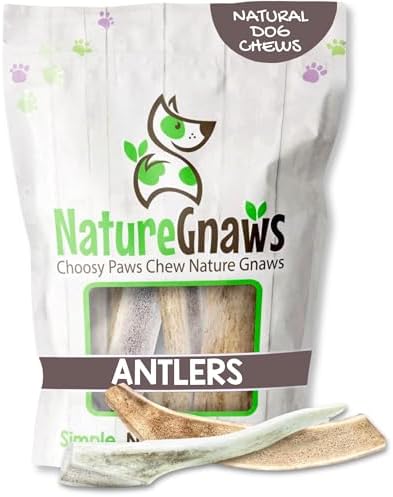 Nature Gnaws Antlers for Dogs (1Lb) - Mix of Elk and Deer Antler - Variety of Split and Whole Pieces - Long Lasting for Aggressive Chewers and Large Dogs