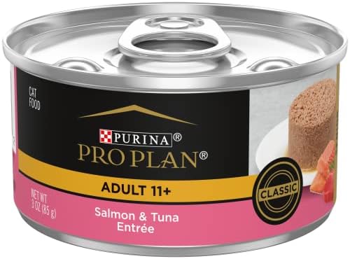 Purina Pro Plan Pate High Protein Senior Wet Cat Food, SENIOR 11+ Salmon & Tuna Entree - (Pack of 24) 3 oz. Pull-Top Cans