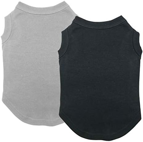 Shirts for Dog Plain Clothes, Chol&Vivi Dog T Shirt Vest Soft and Thin, 2pcs Blank Clothes Shirts Fit for Extra Small Medium Large Extra Large Size Dog Puppy, Large Plus Size, Black and Grey