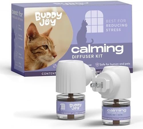 Cat Calming Diffuser Refills – Long-Lasting 30-Day Formula with Pheromones for Stress Relief, Relaxation, and Anxiety Reduction in Cats Easy to Use – (2 Diffusers + 2 Refills)