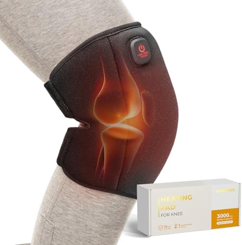 Heating Pad for Knee Cordless, Heated Knee Brace with 3000mAh Battery, Heated Knee Wrap for Arthritic, 3 Temperature Modes(Single)
