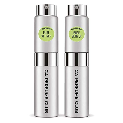 CA Perfume Impression of Pure Vetiver For Men Replica Version Fragrance Dupes Concentrated Long Lasting Eau de Parfum Spray Refillable Atomizer Bottle 0.27 Fl Oz-X2