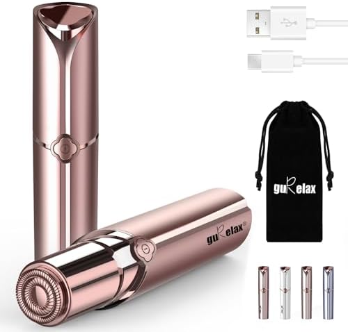 Gurelax Facial Hair Removal for Women, Electric Face Shaver, Painless Facial Hair Remover, Rechargeable Hair Removal Device for Lip, Chin with a Velvet Bag