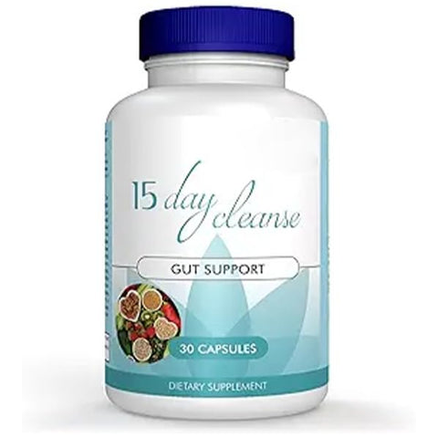 15 Day Gut Cleanse - Gut and Colon Support | Advanced Gut Cleanse Detox with Senna | Cascara Sagrada | Psyllium Husk Dietary Supplement, Focus On Gut Health(30 Capsules)