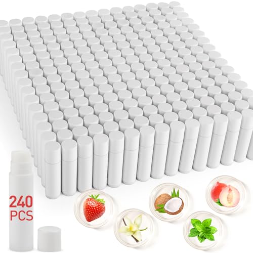 240 Pack Lip Balm Unlabeled, Natural Lip Balm Bulk Blank Tube, Custom Chapstick Bulk For Party & Wedding Favors,or Baby Shower-5 Flavors