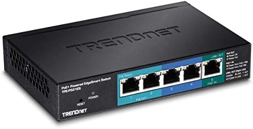 TRENDnet 5-Port Gigabit PoE+ Powered EdgeSmart Switch with PoE Pass Through, 1 x Gigabit PoE+ Input, 2 x Gigabit PoE Output, 2 x Gigabit, 18W PoE Budget,Managed Switch TPE-P521ES (Renewed)
