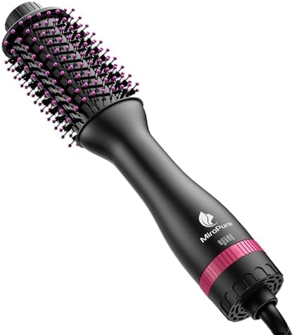 Hair Dryer Brush Blow Dryer Brush in One, MiroPure 4 in 1 Hair Dryer and Styler Volumizer with 4 Speed Temp Settings, Hot Air Brush with Oval Barrel for All Hair Style and Fast Drying, Rose Red