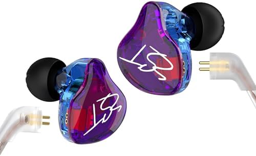 YINYOO Easy KZ ZST Colorful Hybrid Banlance Armature with Dynamic in-Ear Earphone 1BA+1DD HiFi Headset Earphones Wired Ear Buds Wired Drum Headphones(Colorful ZST MIC)