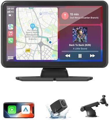Apple Carplay Screen for Car, 7" Portable Wireless Android Auto,Touch Screen Car Play with 1080P Backup Camera, Car Audio Receivers with GPS Navigation, Voice Control, Bluetooth and Mirror Link