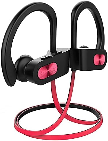 Bluetooth Headphones V5.0, Flame Running Headphones w/16 Hrs Playtime, Bass+ HD Stereo Wireless Sports Earphones w/IPX7 Waterproof Earbuds in Ear for Workout, Gym w/CVC6.0 Noise Cancelling Mic Red