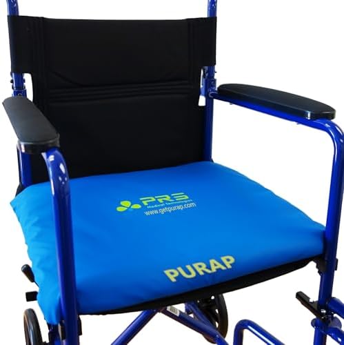 PURAP Wheelchair Cushion for Bedsore Prevention and Healing - Patented Liquid + Air + Foam Layers – 18 x 20 x 1.5 inches - Blue